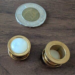 Gold Stainless Steel ½” Plugs with Pearlescent Front and Screw Back
